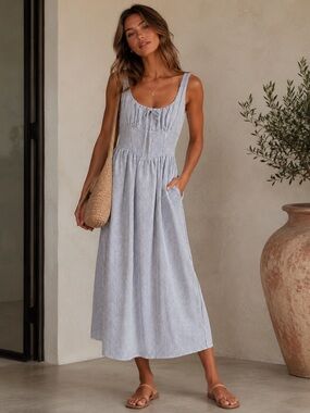 NWT The Workshop Basque Waist Midi Dress Small ☀️